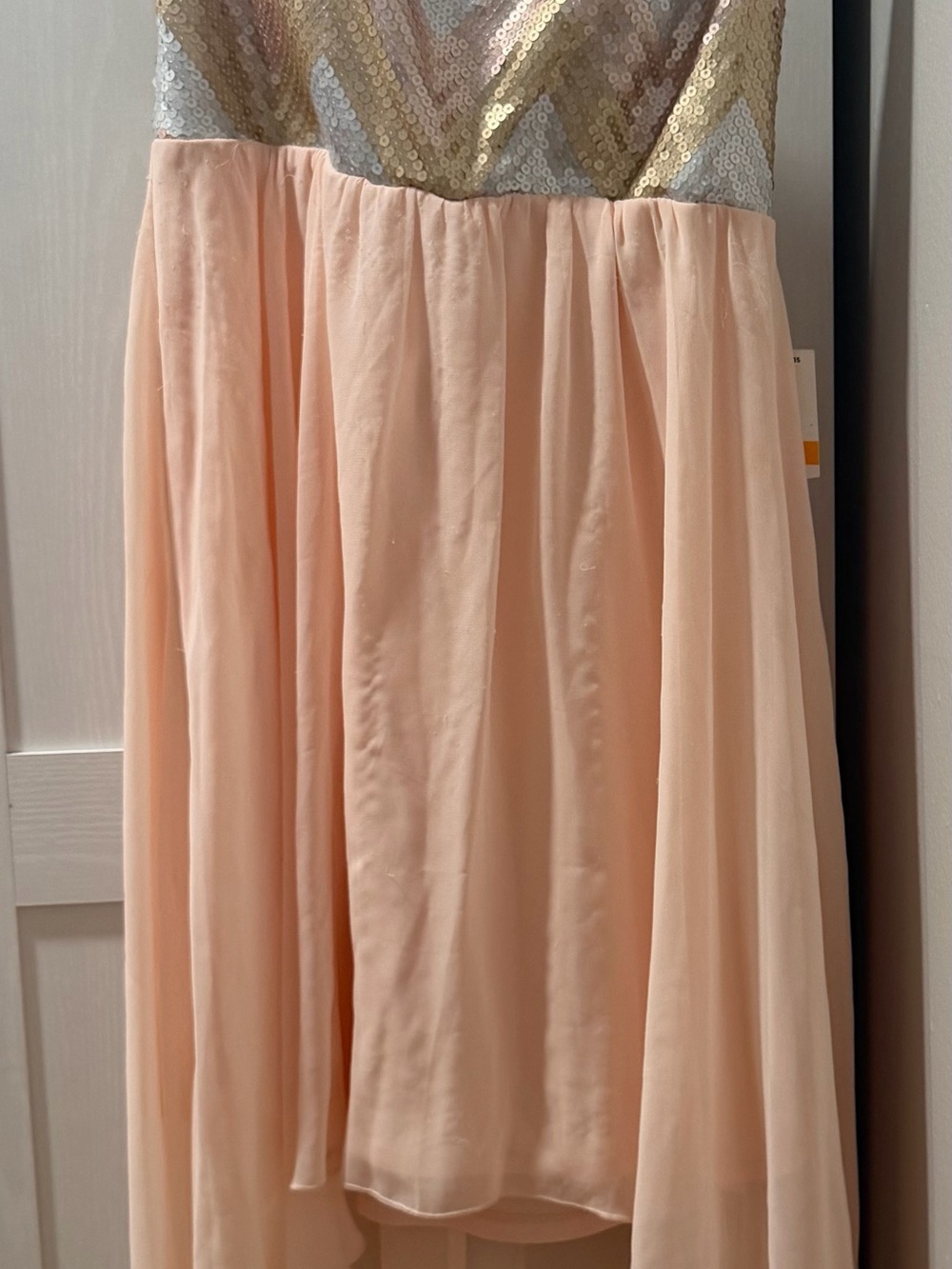 As U Wish Blush Sequin Bodice High-Low Chiffon Dress